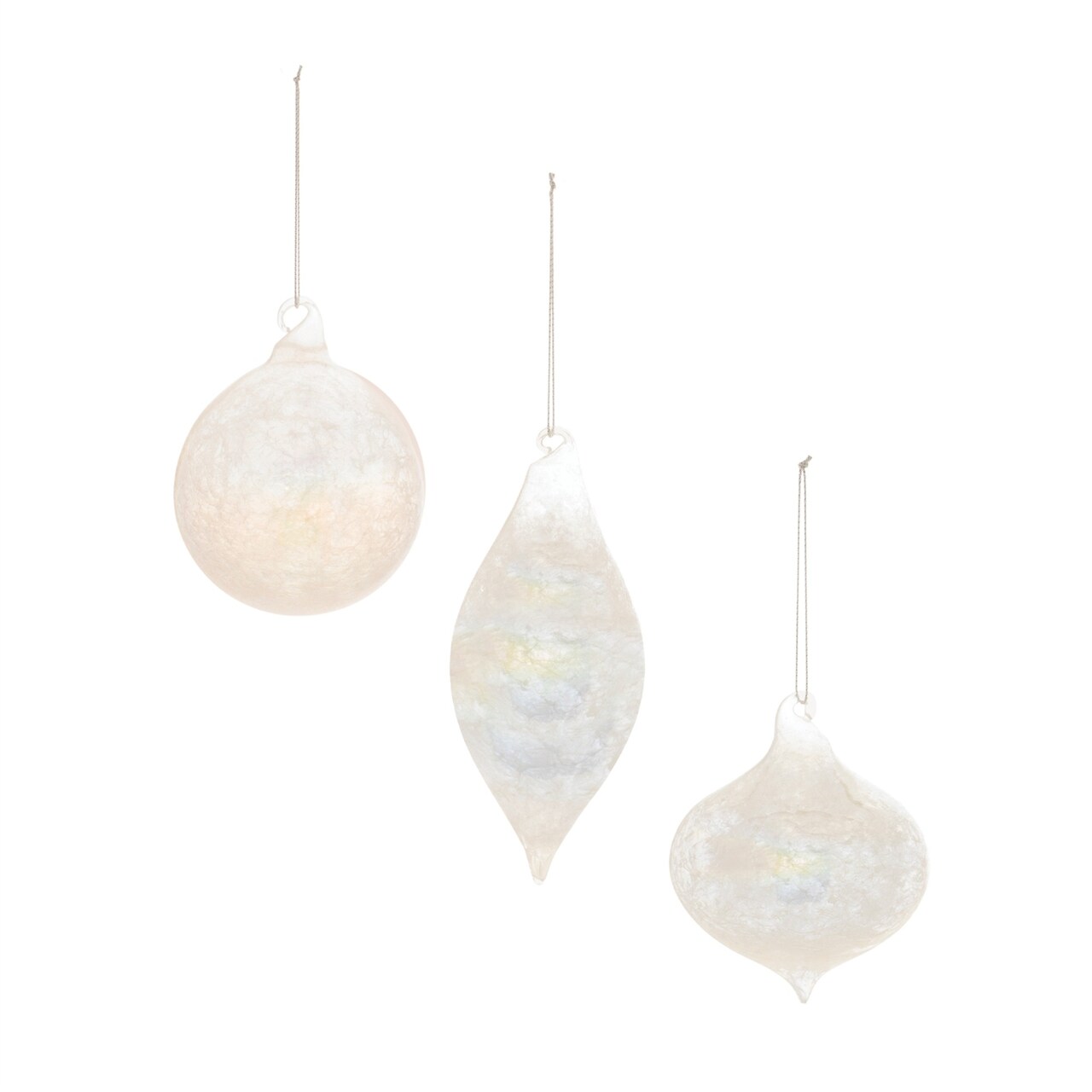 Melrose Iridescent Cloudy Glass Christmas Ornaments - 5.5" - Gray - 6ct